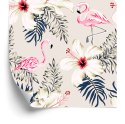 Tapeta Flamingi, Liście I Kwiaty