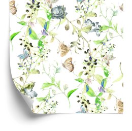 Tapeta Kwiaty Liście Akwarela Retro