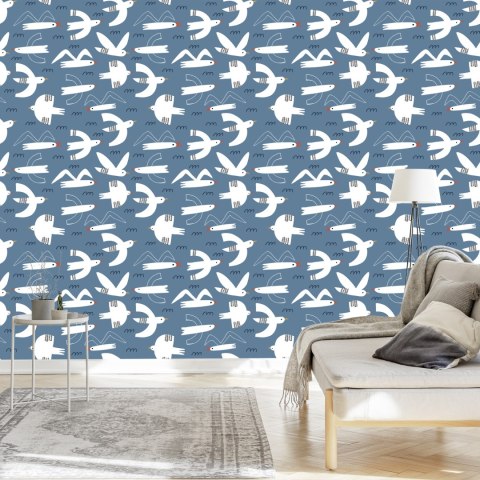 Tapeta Ptaki W Stylu Skandynawskim Pokój Dziecięcy