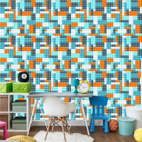 Tapeta Ścienna Do Pokoju Chłopca, Kolorowe Klocki