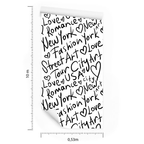 Tapeta Czarno-Biała Typografia Nowy Jork