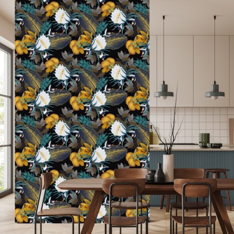 Tapeta Egzotyczne Liście I Kwiaty