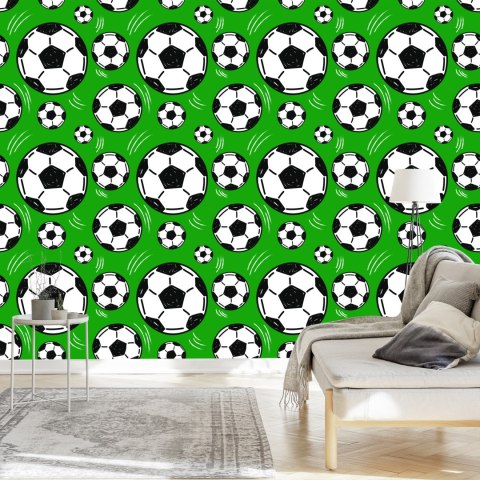 Tapeta Piłki Nożne Na Zielonym Tle