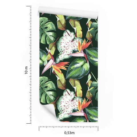 Tapeta Rajskie Kwiaty I Tropikalne Liście