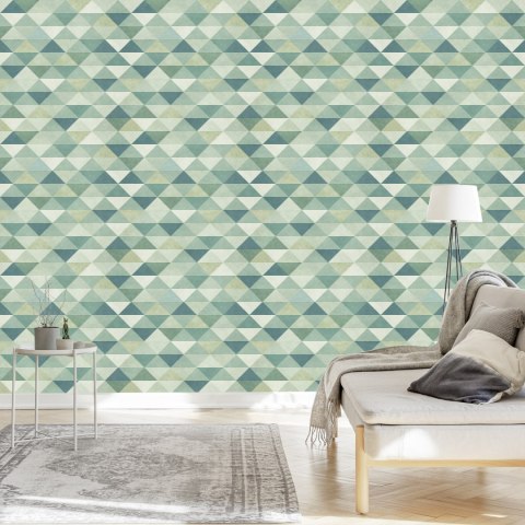 Tapeta Retro Trójkąty W Odcieniach Zieleni