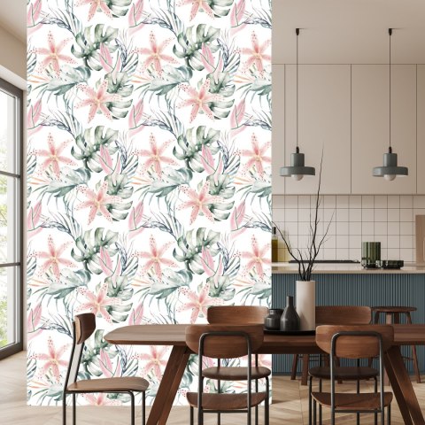 Tapeta Tropikalne Orchidee Z Liśćmi