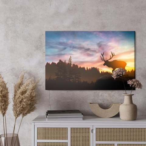 Obraz Na Płótnie Jeleń O Zachodzie Słońca