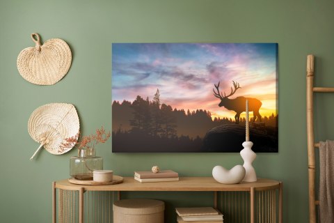 Obraz Na Płótnie Jeleń O Zachodzie Słońca