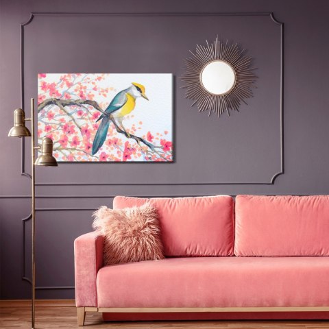 Obraz Na Płótnie Ptak I Kwiaty Na Drzewie