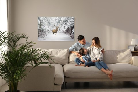 Obraz Na Płótnie Jeleń W Zimowym Lesie