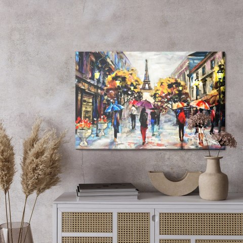 Obraz Na Płótnie Ludzie Z Kolorowymi Parasolami W Paryżu