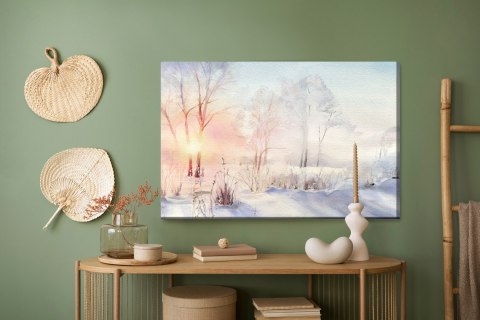 Obraz Na Płótnie Wschód Słońca W Zimowym Lesie