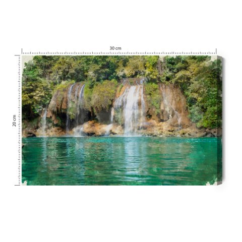 Obraz Na Płótnie Widok Na Wodospad Malowany Akwarelą