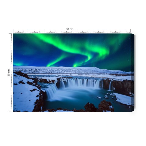 Obraz Na Płótnie Zorza Polarna Nad Wodospadem