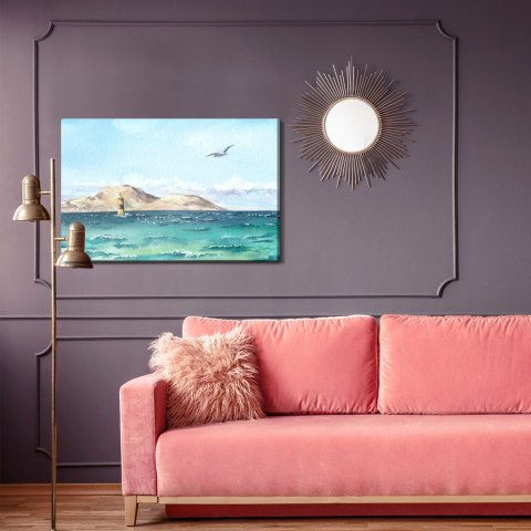 Obraz Na Płótnie Akwarelowe Morze I Latarnia Morska