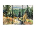 Obraz Wieloczęściowy Leśny Pejzaż Malowany Akwarelą