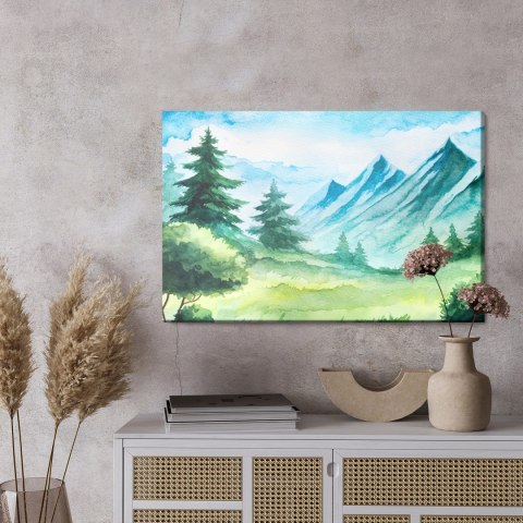 Obraz Na Płótnie Górska Polana Malowana Akwarelą