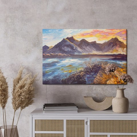 Obraz Na Płótnie Malowany Górski Krajobraz