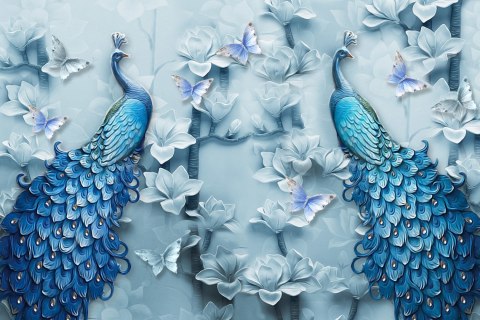 Obraz Na Płótnie Kolorowe Pawie - Efekt 3D