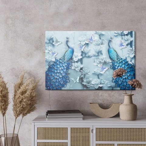 Obraz Na Płótnie Kolorowe Pawie - Efekt 3D