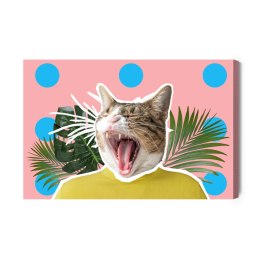 Obraz Na Płótnie Kot I Liście - Styl Pop Art