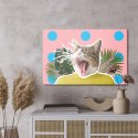 Obraz Na Płótnie Kot I Liście - Styl Pop Art
