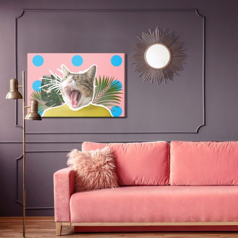 Obraz Na Płótnie Kot I Liście - Styl Pop Art