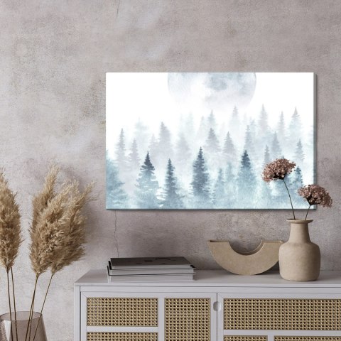 Obraz Na Płótnie Księżyc Nad Zamglonym Lasem