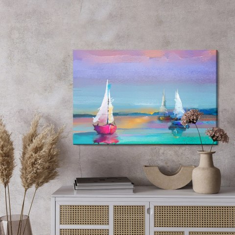 Obraz Na Płótnie Abstrakcyjne Żaglówki Na Morzu