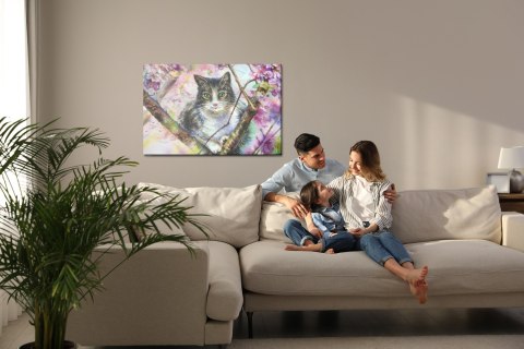 Obraz Na Płótnie Kot W Kwitnącym Ogrodzie