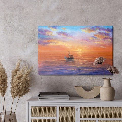 Obraz Na Płótnie Łódka Na Morzu
