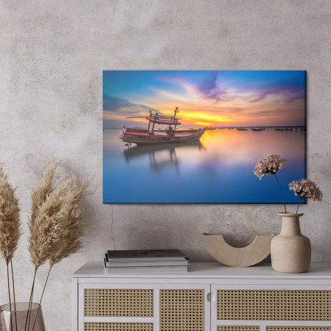 Obraz Na Płótnie Łódź, Zachód Słońca
