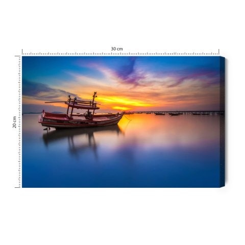 Obraz Na Płótnie Łódź, Zachód Słońca