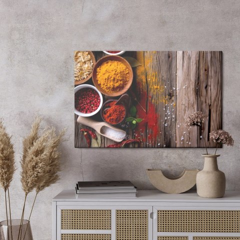 Obraz Na Płótnie Ostre Przyprawy Na Deskach