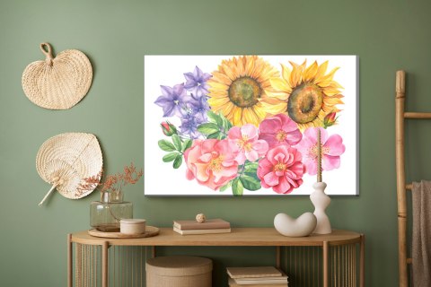 Obraz Na Płótnie Kompozycja Kwiatowa Malowana Akwarelą