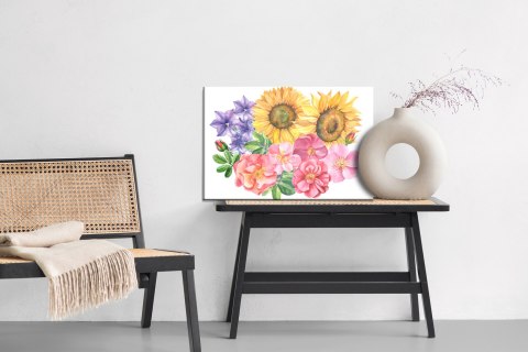 Obraz Na Płótnie Kompozycja Kwiatowa Malowana Akwarelą