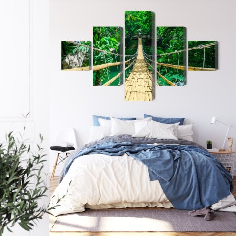 Obraz Wieloczęściowy Bambusowy Most W Lesie Tropikalnym