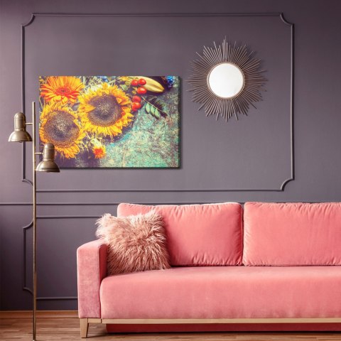 Obraz Na Płótnie Jesienna Kompozycja Kwiatowa W Stylu Vintage