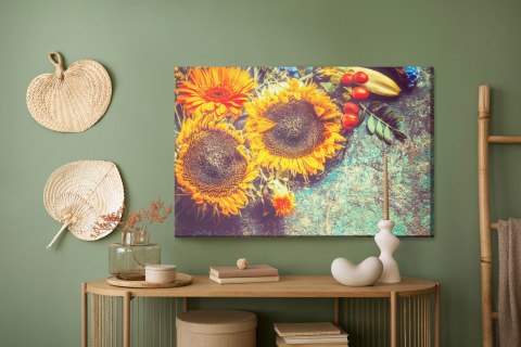 Obraz Na Płótnie Jesienna Kompozycja Kwiatowa W Stylu Vintage