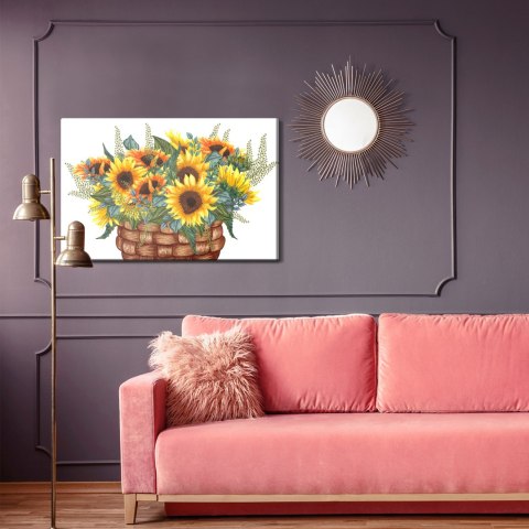 Obraz Na Płótnie Koszyczek Z Bukietem Słoneczników