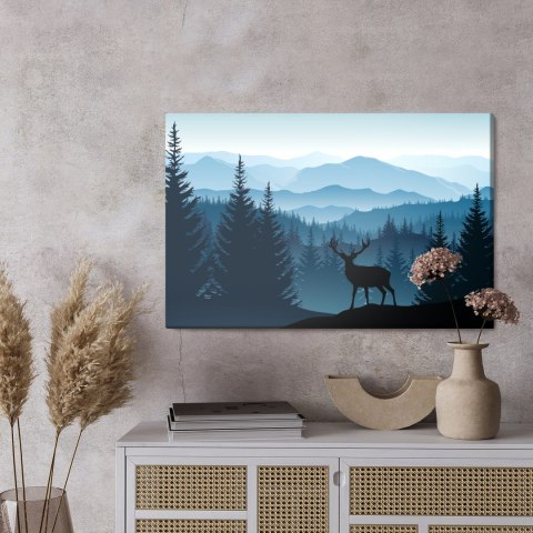 Obraz Na Płótnie Sylwetka Jelenia Na Tle Gór