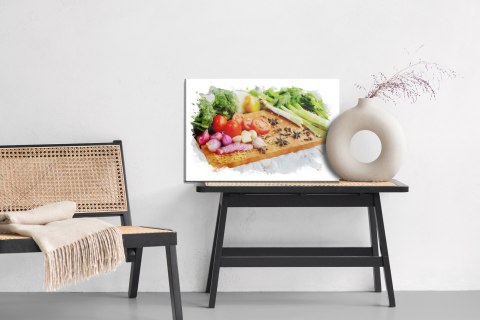 Obraz Na Płótnie Warzywa Z Przyprawami Na Desce