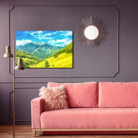 Obraz Na Płótnie Malowany Krajobraz Górski