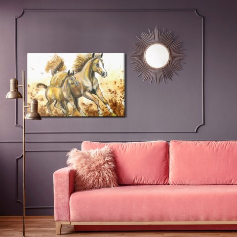 Obraz Na Płótnie Galopujące Konie Malowane Akwarelą