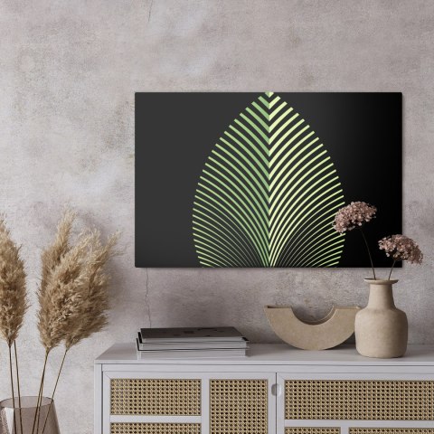 Obraz Na Płótnie Abstrakcyjny Wzór Liścia Na Czarnym Tle