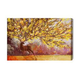 Obraz Na Płótnie Akwarelowy Jeleń I Natura