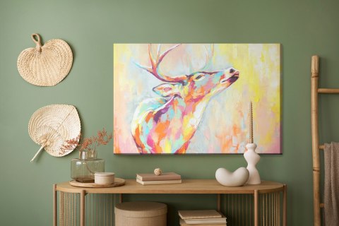 Obraz Na Płótnie Akwarelowy Kolorowy Jeleń