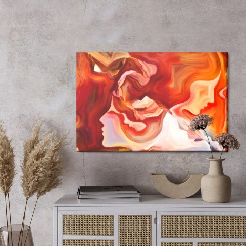 Obraz Na Płótnie Czerwona Abstrakcja Z Twarzą