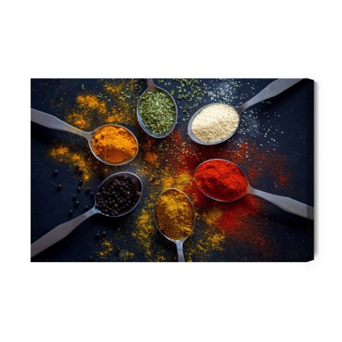 Obraz Na Płótnie Kolorowe Przyprawy Na Łyżkach