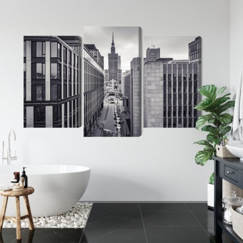 Obraz Wieloczęściowy Panorama Centrum Warszawy Czarno-Biała